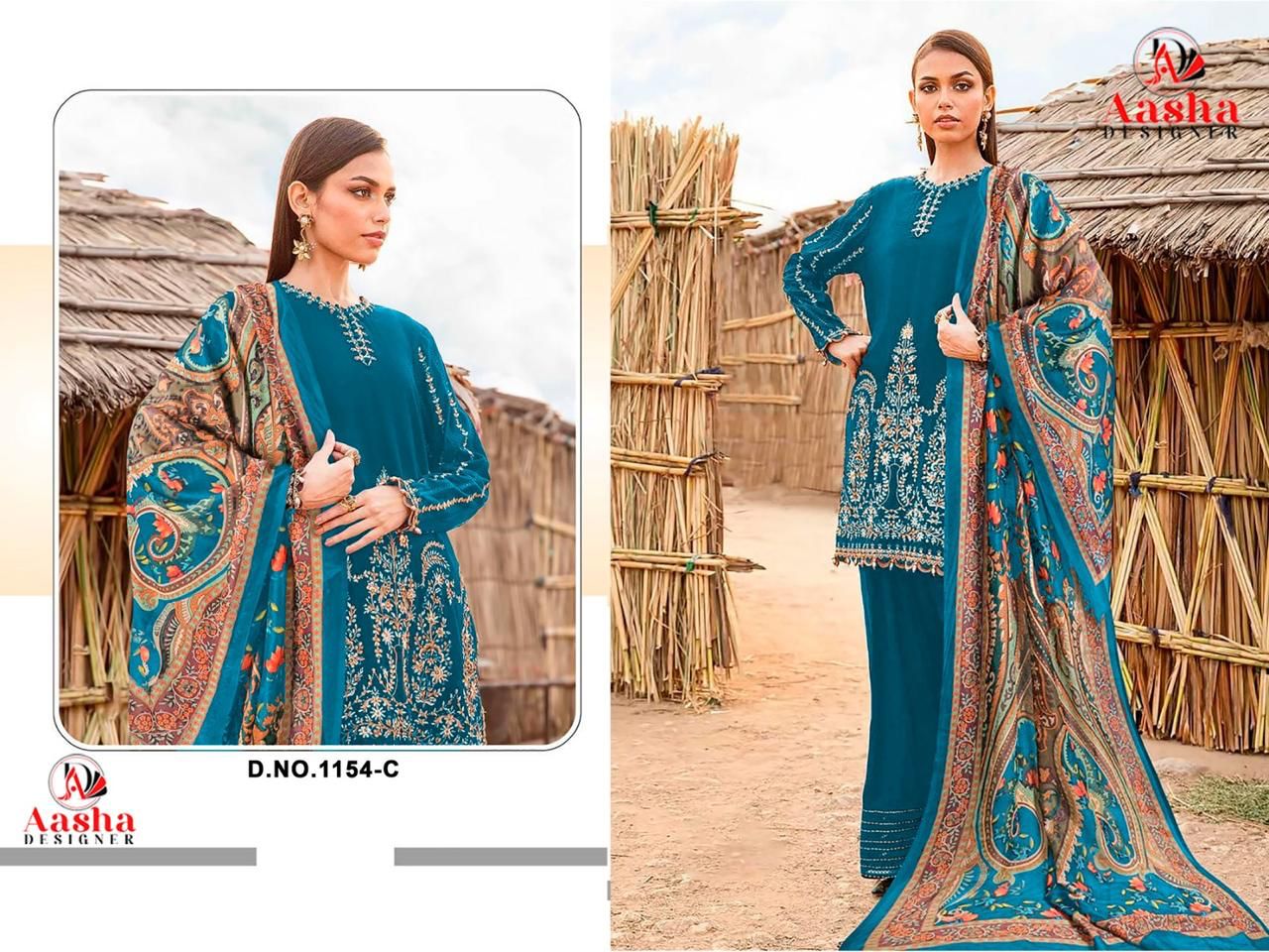 Aasha 1154 B To C Heavy Rayon Embroidery Pakistani Suits Orders In India